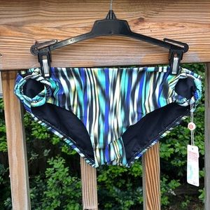 Swim Systems Indio Bali Batik Ring Side Hipster Bikini Bottom,Size Medium,NWOT
